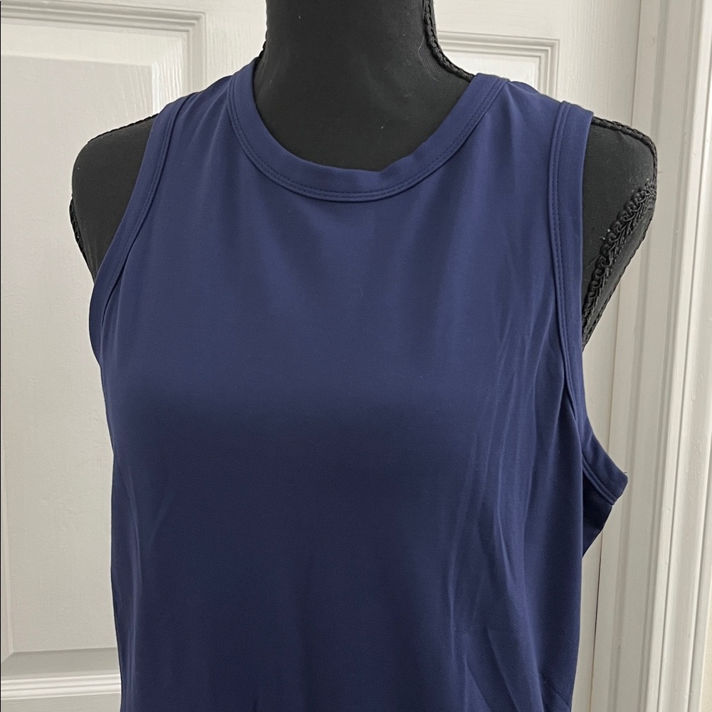 Grace Karin Navy Sleeveless Maxi Dress with Eyelet Skirt Panel - Picture 3 of 7